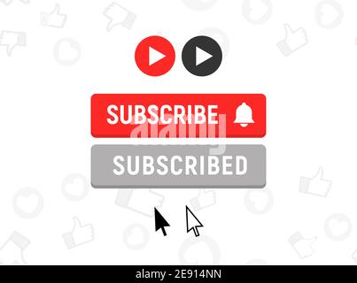 Subscription element logo bell. Subscribe now button, channel register today member icon. Stock Vector