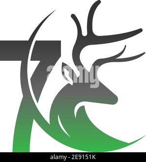 Number 7 icon logo with deer illustration design vector Stock Vector