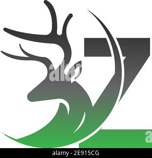 Letter Z icon logo with deer illustration design vector Stock Vector