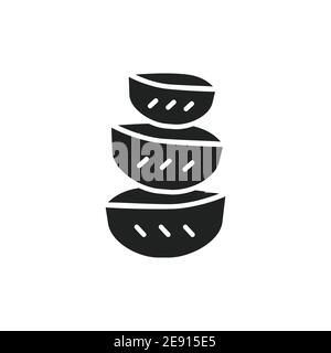 Aloe pieces black glyph icon. Vector illustration. Outline pictogram for web page, mobile app, promo. Stock Vector