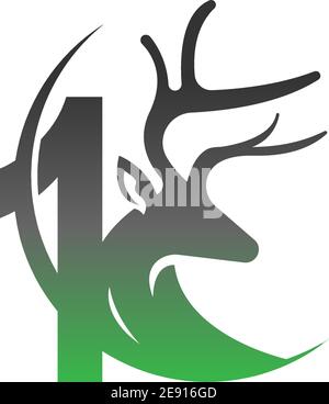 Number 1 icon logo with deer illustration design vector Stock Vector