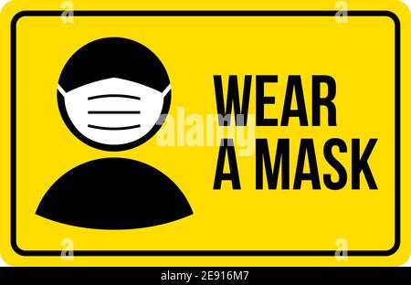 Wear mask sign vector logo. Facemask signage corona virus notice Stock Vector