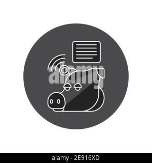 System monitoring the piggy with help of sensors. Smart farming black glyph icon. Checking. Animal husbandry. Agricultural IOT. Sign for web page, app Stock Vector