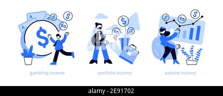 Capital gain abstract concept vector illustration set. Gambling Stock Vector