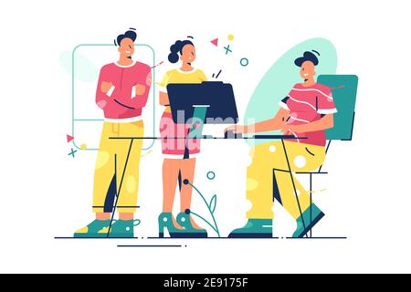 Team talk in office Stock Vector