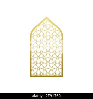 Arab vector window door pattern. Arabian islamic mosque ramadan ornament style Stock Vector