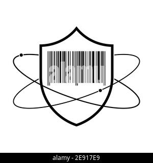 Shield with barcode icon. Linear shield icon. Vector illustration. Barcode protection symbol on white background Stock Vector