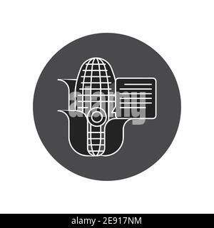 System monitoring the crop field. Smart farming black glyph icon. Checking plants. Agricultural IOT. Sign for web page, app. UI UX GUI design element. Stock Vector