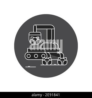 Smart robotic farmers analyze the growth and harvesting plants. black glyph icon. Smart farming. Sign for web page, app. UI UX GUI design element. Edi Stock Vector