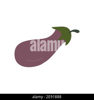 Eggplant. Purple vegetable. Colorful vector illustration in cartoon style isolated on white background. Violet aubergine. Harvest Stock Vector