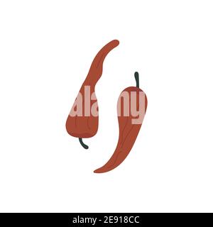 Red hot chilli peppers. Vector illustration in cartoon style. Hand drawing. Spice for hot dishes and sauces Stock Vector