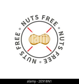 Simple allergen icon, nuts free sign on white Stock Vector