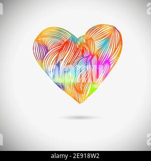 Heart logo. Red love symbol made of gradient filled shapes isolated on white background. Playful, colorful st. Valentine sign. Design element. Vector Stock Vector