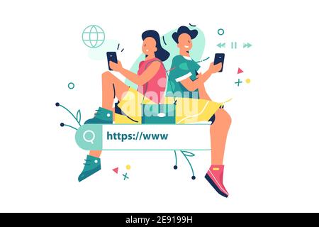 Web search on smartphone Stock Vector