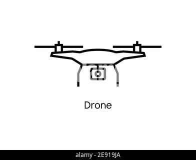 Drone icon vector line quadcopter logo illustration. Drone camera delivery aerial icon Stock Vector