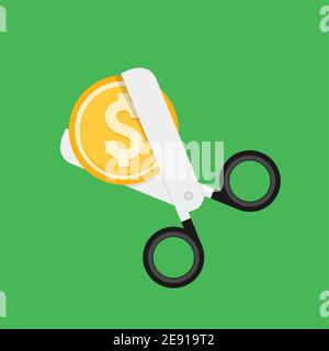 Cost cut vector icon. Price cheaper reduce flat icon, reduction rate discount Stock Vector