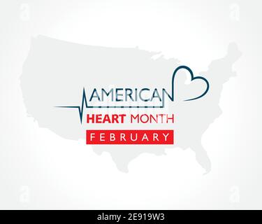 Vector illustration of National American Heart Month observed in February Stock Vector
