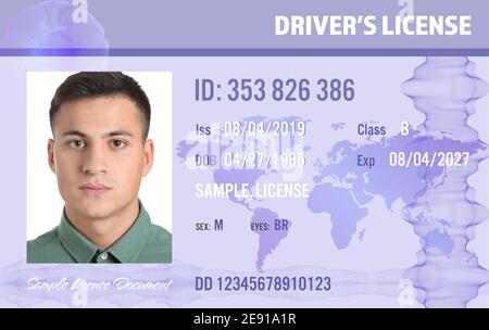 Sample of modern driver's license, front view Stock Photo