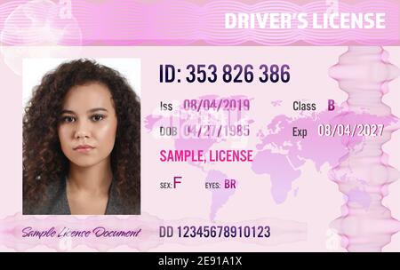 Sample of modern driver's license, front view Stock Photo