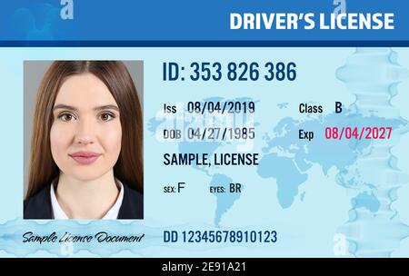 Sample of modern driver's license, front view Stock Photo