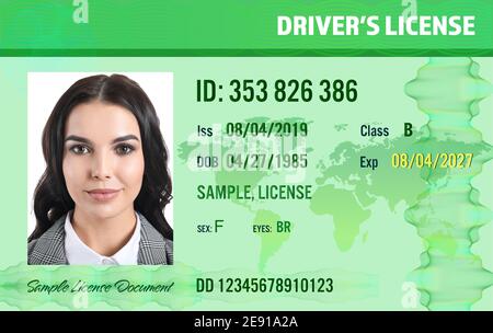 Sample of modern driver's license, front view Stock Photo