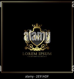 DZ Initial Letter Luxury Logo template in vector for Restaurant, Royalty, Boutique, Cafe, Hotel, Heraldic, Jewelry, Fashion and other vector illustrat Stock Vector