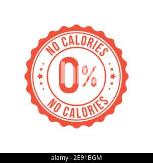 Zero calorie low sugar icon. Zero percent calorie stamp diet symbol Stock Vector