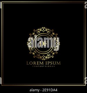 DF Initial Letter Luxury Logo template in vector for Restaurant, Royalty, Boutique, Cafe, Hotel, Heraldic, Jewelry, Fashion and other vector illustrat Stock Vector