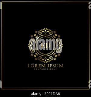 ED Initial Letter Luxury Logo template in vector for Restaurant, Royalty, Boutique, Cafe, Hotel, Heraldic, Jewelry, Fashion and other vector illustrat Stock Vector