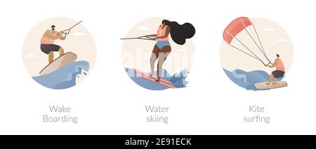 Water sport abstract concept vector illustrations. Stock Vector