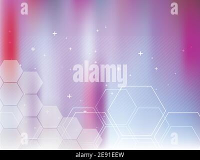 Blue and purple abstract background technology with hexagonal shapes. Bright background and vibrant color. Stock Vector
