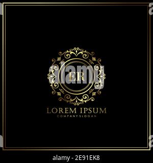 ER Initial Letter Luxury Logo template in vector for Restaurant, Royalty, Boutique, Cafe, Hotel, Heraldic, Jewelry, Fashion and other vector illustrat Stock Vector