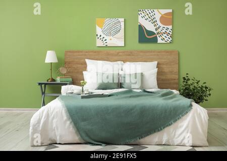 Stylish interior of modern bedroom Stock Photo