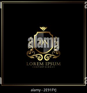 DN Initial Letter Luxury Logo template in vector for Restaurant, Royalty, Boutique, Cafe, Hotel, Heraldic, Jewelry, Fashion and other vector illustrat Stock Vector