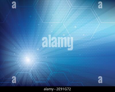 Blue abstract background technology with half tone effect and parallel lines. Bright background and vibrant color. Stock Vector