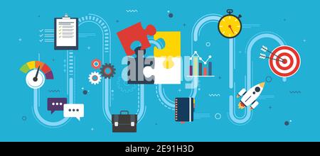 Time management and productivity. Strategy and solutions concept for efficiently organizing jobs and tasks. Deadline accomplishments and demand contro Stock Vector