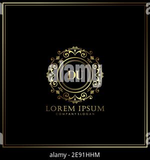 DU Initial Letter Luxury Logo template in vector for Restaurant, Royalty, Boutique, Cafe, Hotel, Heraldic, Jewelry, Fashion and other vector illustrat Stock Vector