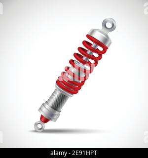 Red realistic shock absorber isolated on white background vector illustration Stock Vector
