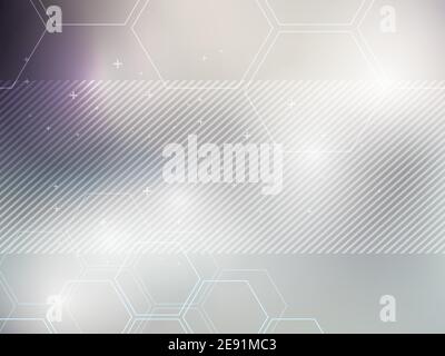 Gray abstract background technology with hexagonal shapes. Bright background and vibrant color. Stock Vector