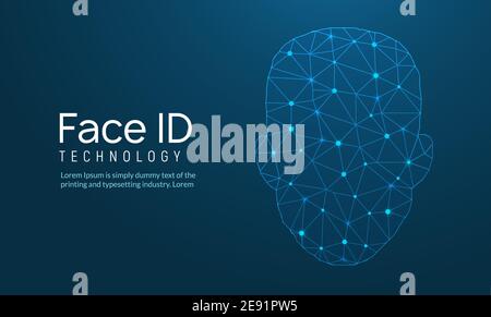 Face recognition biometric ID. Face scan vector digital security technology Stock Vector