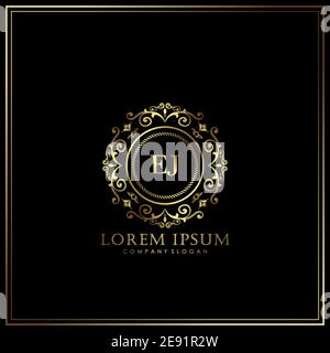 EJ Initial Letter Luxury Logo template in vector for Restaurant, Royalty, Boutique, Cafe, Hotel, Heraldic, Jewelry, Fashion and other vector illustrat Stock Vector