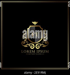 FT Initial Letter Luxury Logo template in vector for Restaurant, Royalty, Boutique, Cafe, Hotel, Heraldic, Jewelry, Fashion and other vector illustrat Stock Vector