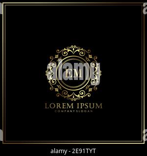 EM Initial Letter Luxury Logo template in vector for Restaurant, Royalty, Boutique, Cafe, Hotel, Heraldic, Jewelry, Fashion and other vector illustrat Stock Vector