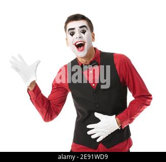 Male pantomimist on white background Stock Photo