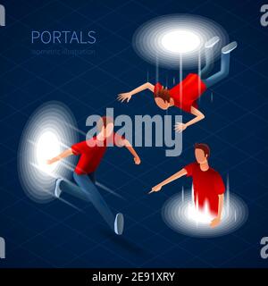 Way Out Portals Icons Set. Way Out Portals Vector Illustration.Portals Decorative Set. Portals  Design Set. Portals Isometric Isolated Set. Stock Vector