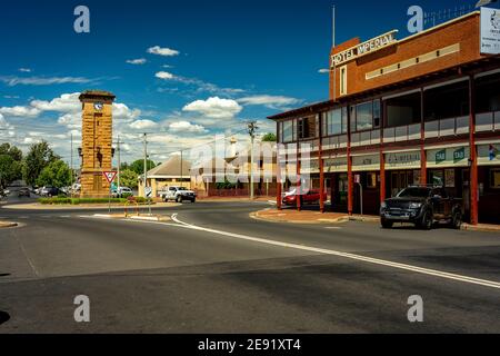 Coonabarabran, NSW, Australia - Clock tower in the middle of the town Stock Photo