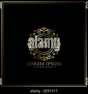 ET Initial Letter Luxury Logo template in vector for Restaurant, Royalty, Boutique, Cafe, Hotel, Heraldic, Jewelry, Fashion and other vector illustrat Stock Vector