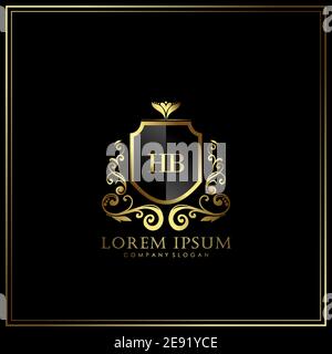 HB Initial Letter Luxury Logo template in vector for Restaurant, Royalty, Boutique, Cafe, Hotel, Heraldic, Jewelry, Fashion and other vector illustrat Stock Vector