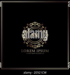 FM Initial Letter Luxury Logo template in vector for Restaurant, Royalty, Boutique, Cafe, Hotel, Heraldic, Jewelry, Fashion and other vector illustrat Stock Vector