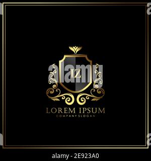 IZ Initial Letter Luxury Logo template in vector for Restaurant, Royalty, Boutique, Cafe, Hotel, Heraldic, Jewelry, Fashion and other vector illustrat Stock Vector